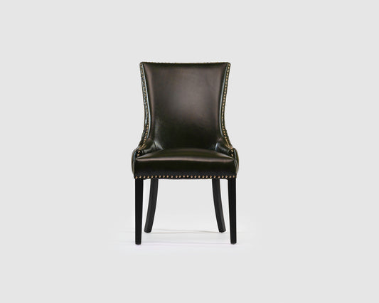 Winston Button Back Dining Chair Real Leather (Olive Green)