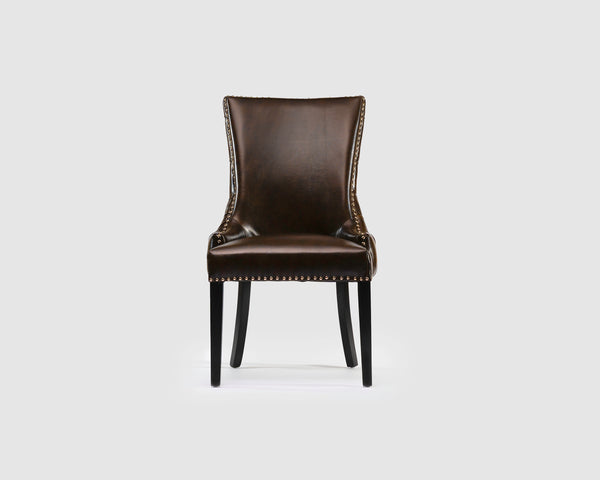 Winston Button Back Dining Chair Real Leather (Tan)