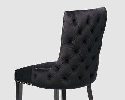 Winston Button Back Dining Chair Velvet (Black )